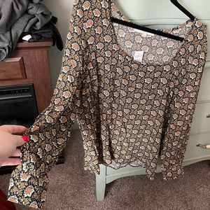 New with tags, floral mosaic patterned blouse.